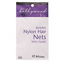 Hollywood Nylon Hair Nets - Lt. Brown - 3 Pack
